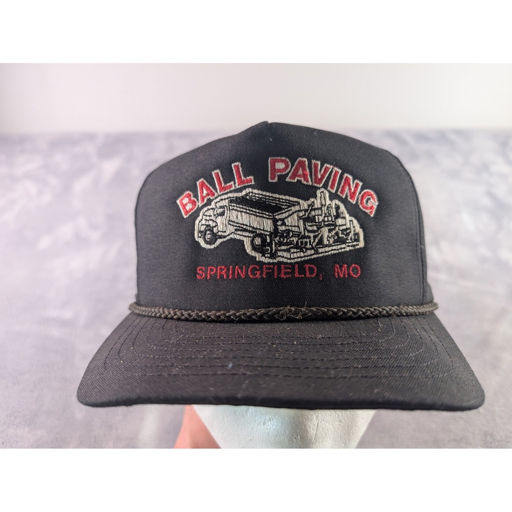 Vintage Ball Paving Springfield MO Trucker Hat Black Snapback Made in USA Cap